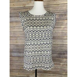 The Limited XS Blouse Flutter Sleeve Layered Look Ikat Career Short Sleeve